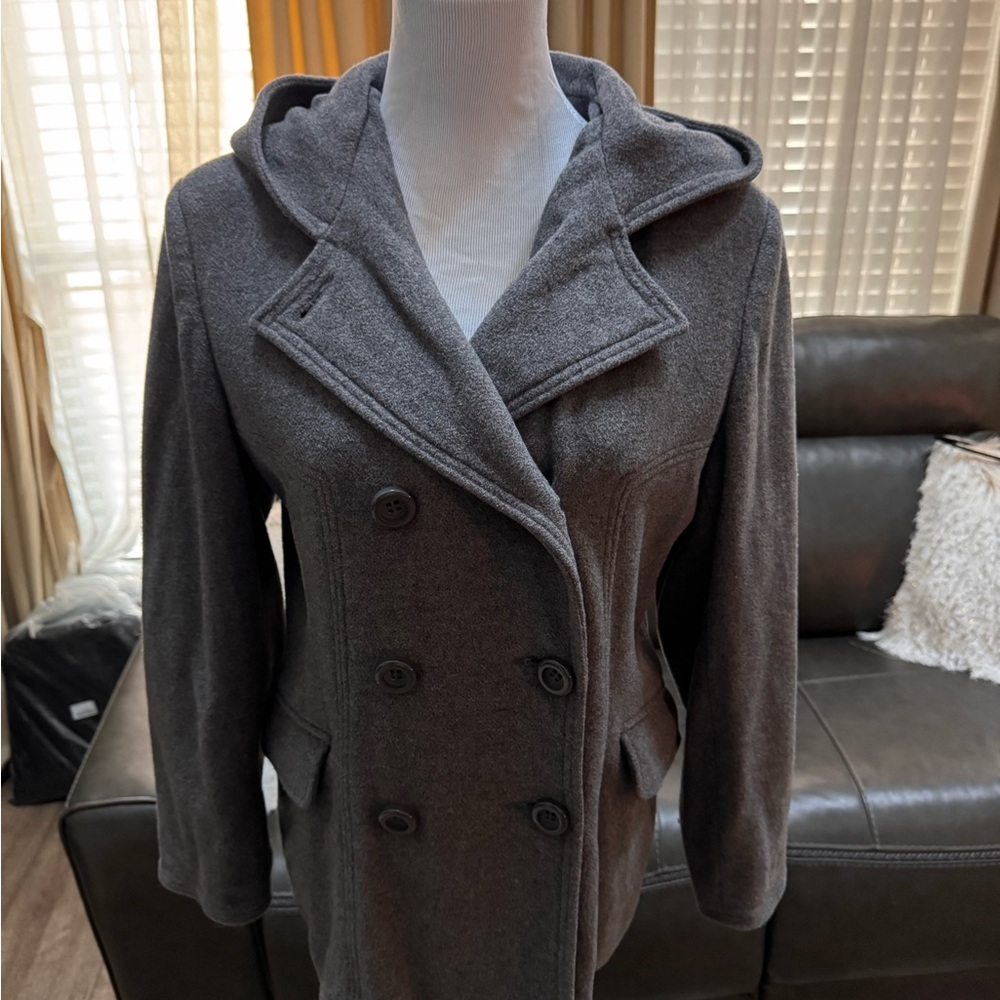 Women's Double-Breasted Gray Pea Coat